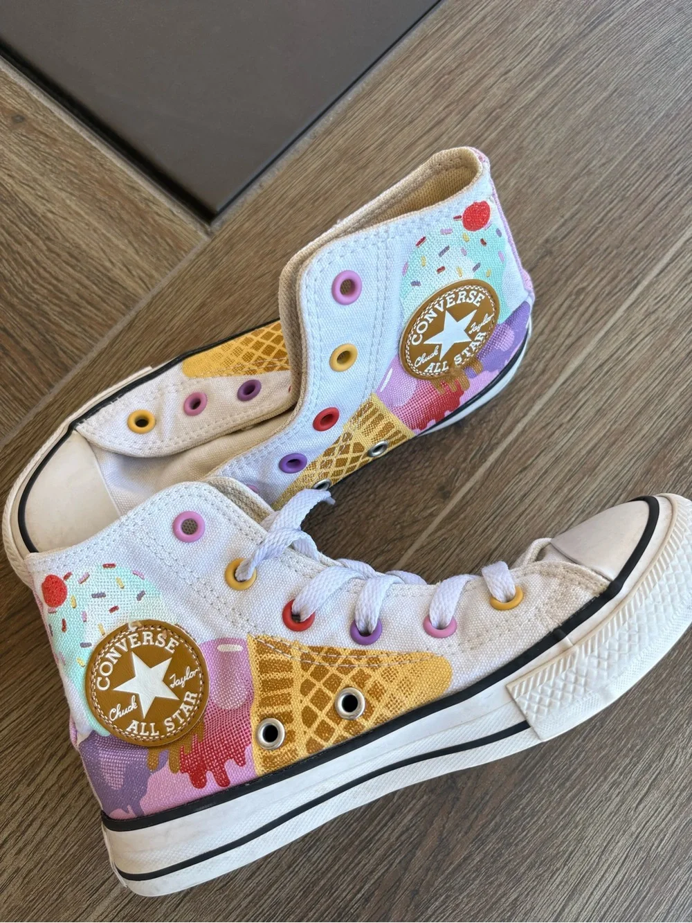 Converse Kids' Ice Cream High Top Sneakers - White/Pastel size 13 Sweet Scoops